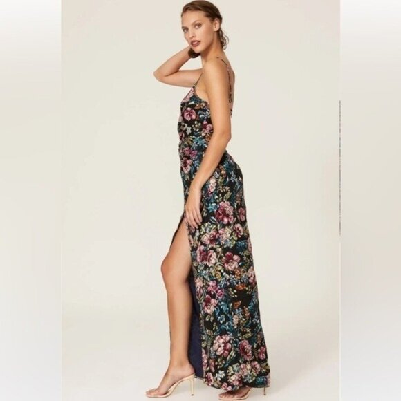 Amanda Uprichard Ellie Floral Evening Gown in Black Small Long Maxi Dress - Picture 6 of 11